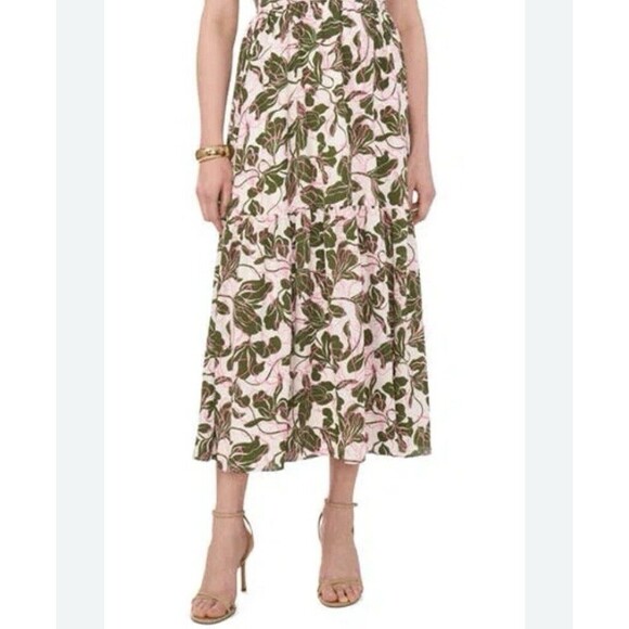 Parker Midi Floral Tier Skirt Spring Woman’s Sz 6 Beachy Cruise Feminine New - Picture 1 of 9